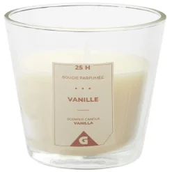 Bougie dans verre transparent senteur vanille