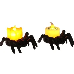 Bougie décoration Halloween LED araignée plastique noir 9x7,5xH5cm (2 modèles) < Gifi Outlet