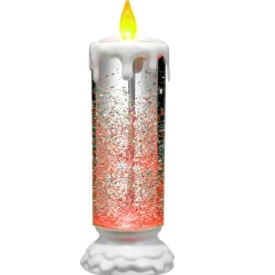 Bougie de Noël animée LED effet neige Ø9xH23cm