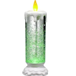 Bougie de Noël animée LED effet neige Ø9xH23cm