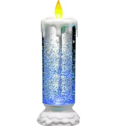 Bougie de Noël animée LED effet neige Ø9xH23cm