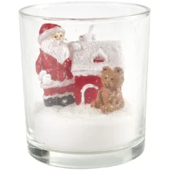 Bougie de Noël avec sujets sur manteau de neige Ø7 cm