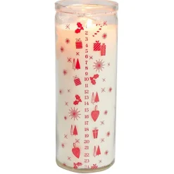 Bougie de Noël calendrier de l'avent dans verre senteur pomme cannelle 60H - Ø6xH17,5cm