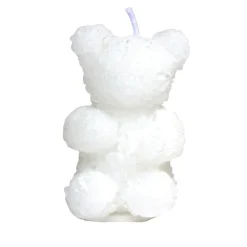 Bougie forme oursons relief fleurs 4x5xH6,5cm (2 modèles)