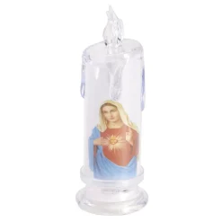Bougie funéraire LED plastique blanc Ø6,5xH18cm (2 modèles)