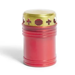 Bougie funéraire rouge et doré Ø6xH10cm < Gifi Sale