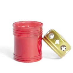 Bougie funéraire rouge et doré Ø6xH10cm < Gifi Sale