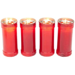 Bougie funéraire rouge H14cm x4