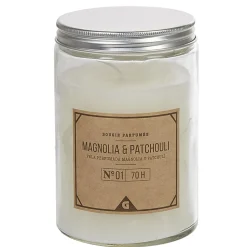 Bougie grise dans pot en pvc couvercle senteur magnolia patchouli