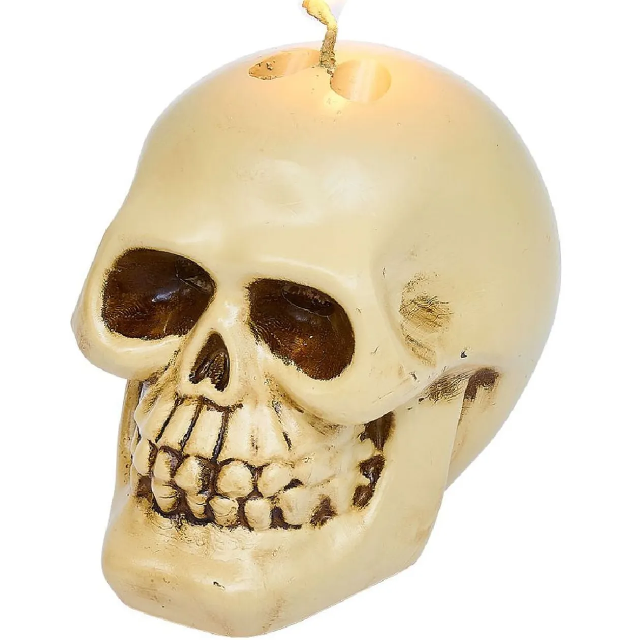 Bougie Halloween tête de mort beige