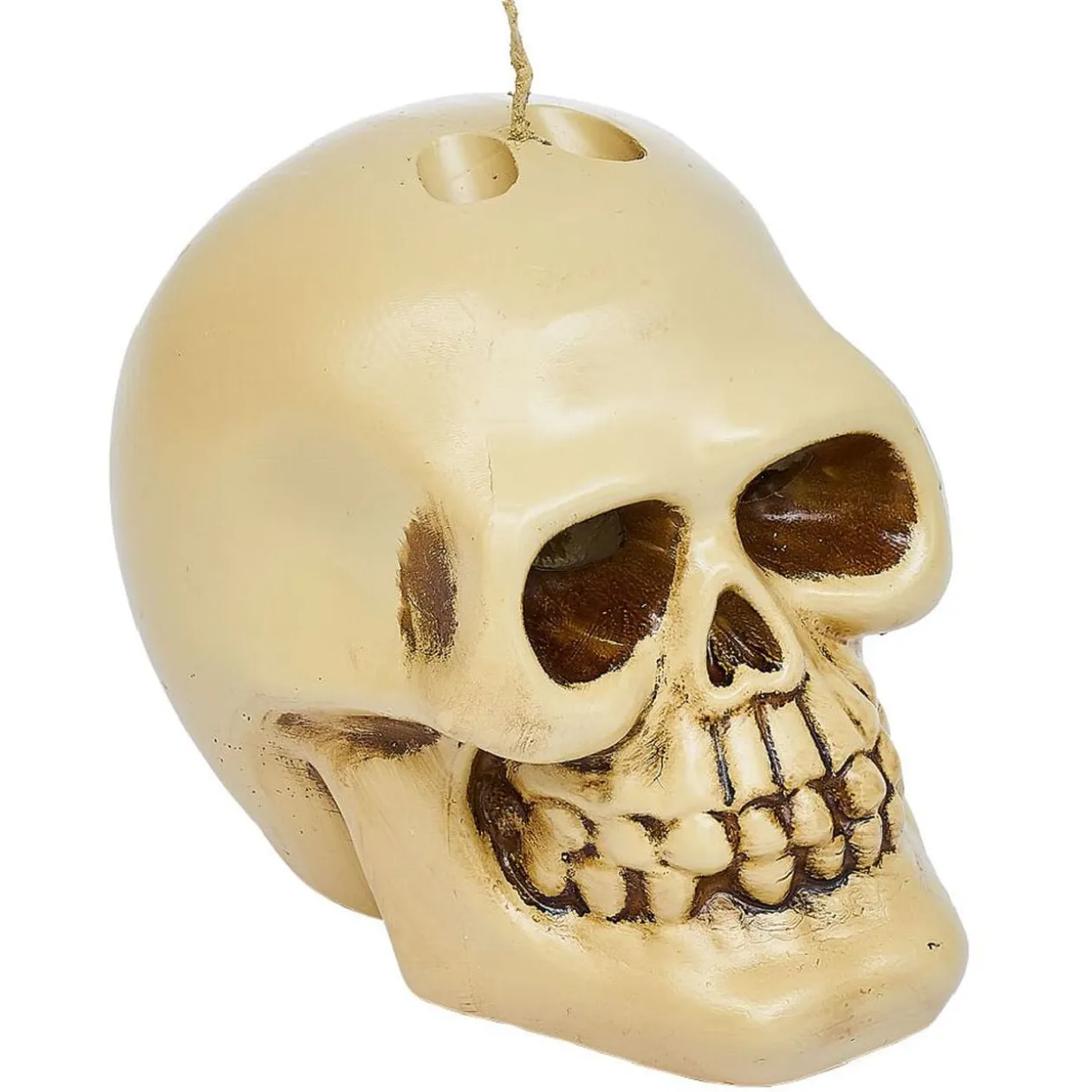 Bougie Halloween tête de mort beige