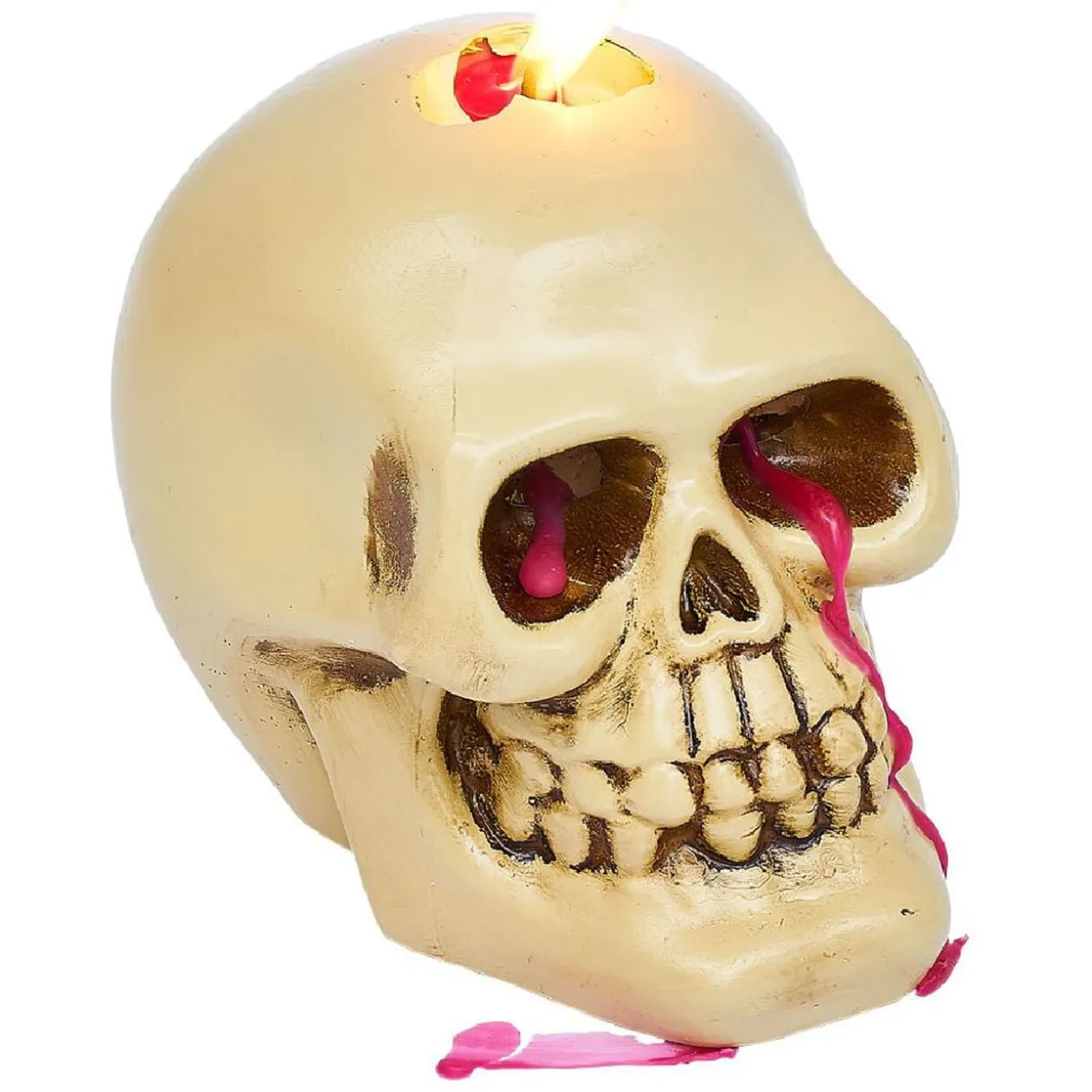 Bougie Halloween tête de mort beige
