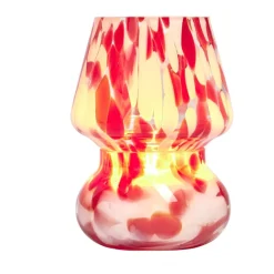 Bougie lampe 25H en verre blanc et rouge senteur cannelle Ø11,2xH15cm < Gifi New