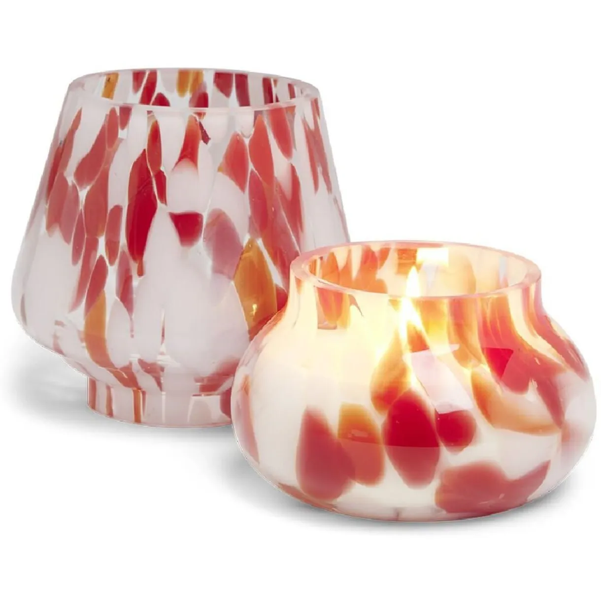 Bougie lampe 25H en verre blanc et rouge senteur cannelle Ø11,2xH15cm < Gifi New