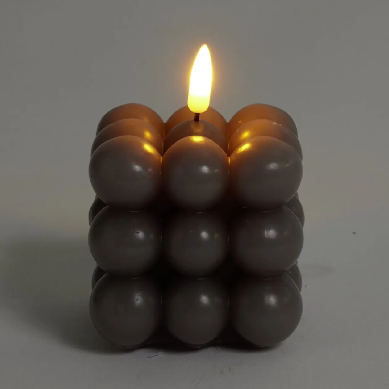 Bougie LED boules grises 7,5x7,5x7,5cm