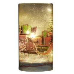 Bougie LED décor Noël traditionnel Ø8xH15cm (2 modèles)