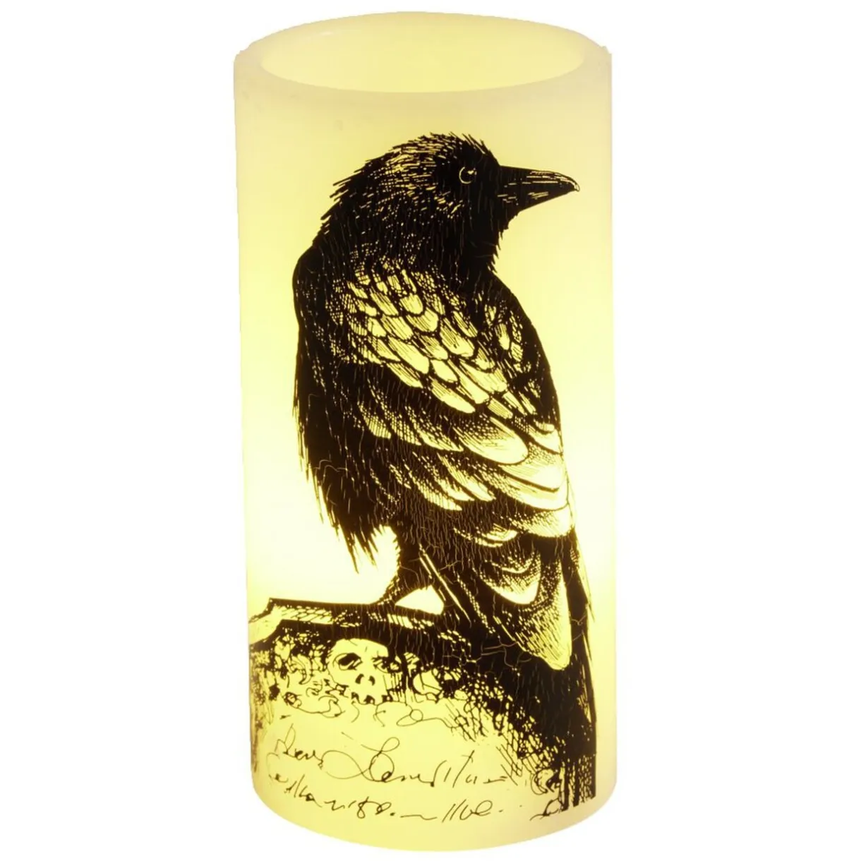 Bougie LED Halloween corbeau Ø7,5xH15cm < Gifi Discount