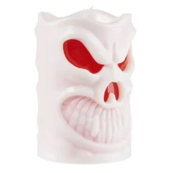 Bougie LED Halloween yeux rouges lumineuse plastique blanc Ø6xH9,5cm < Gifi Outlet