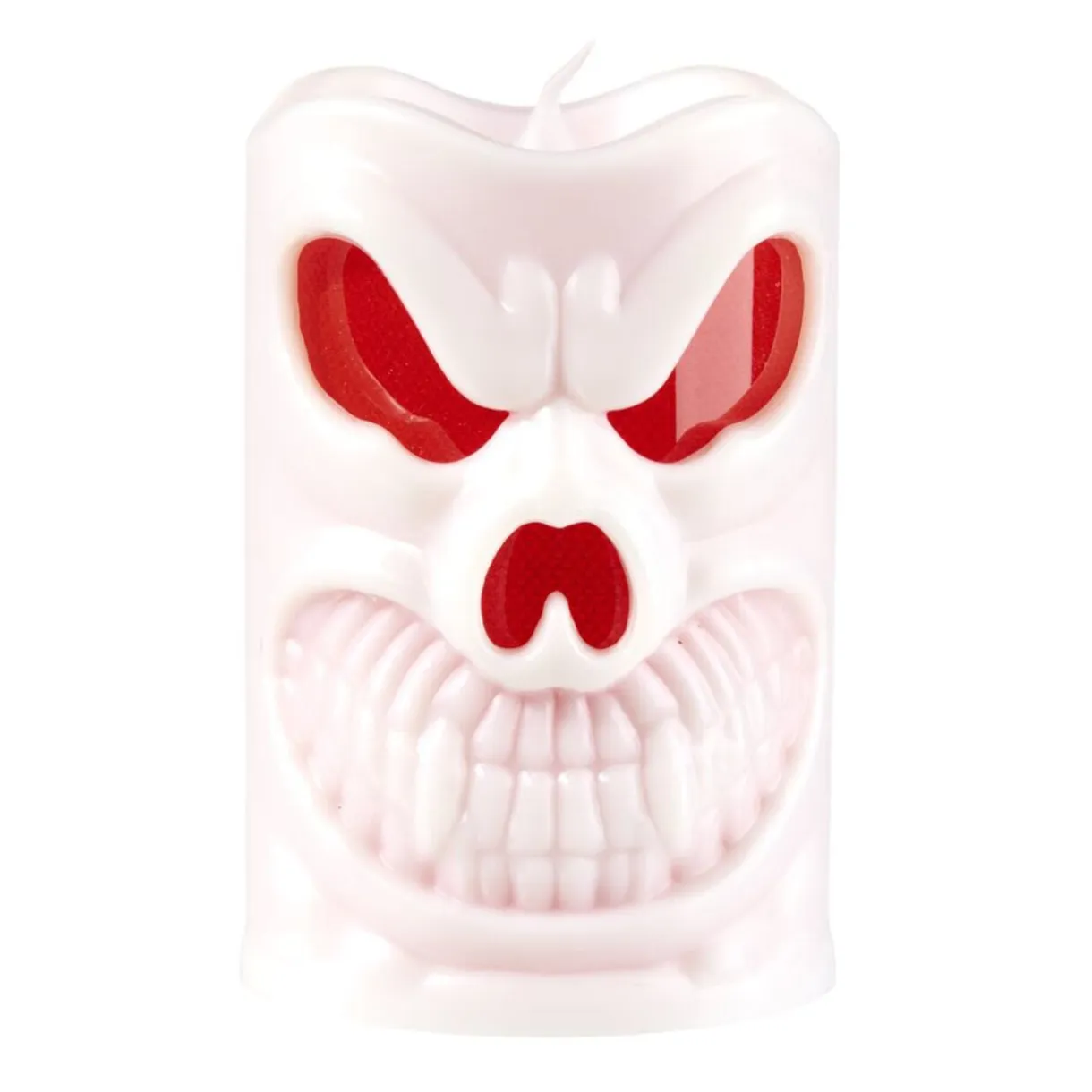 Bougie LED Halloween yeux rouges lumineuse plastique blanc Ø6xH9,5cm < Gifi Outlet