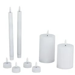 Bougie LED X9 pcs L22X9XH25 cm plastique blanc