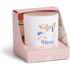 Bougie Merci pour cette année rose senteur vanille < Gifi