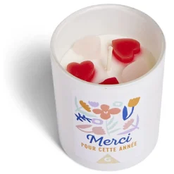 Bougie Merci pour cette année rose senteur vanille < Gifi