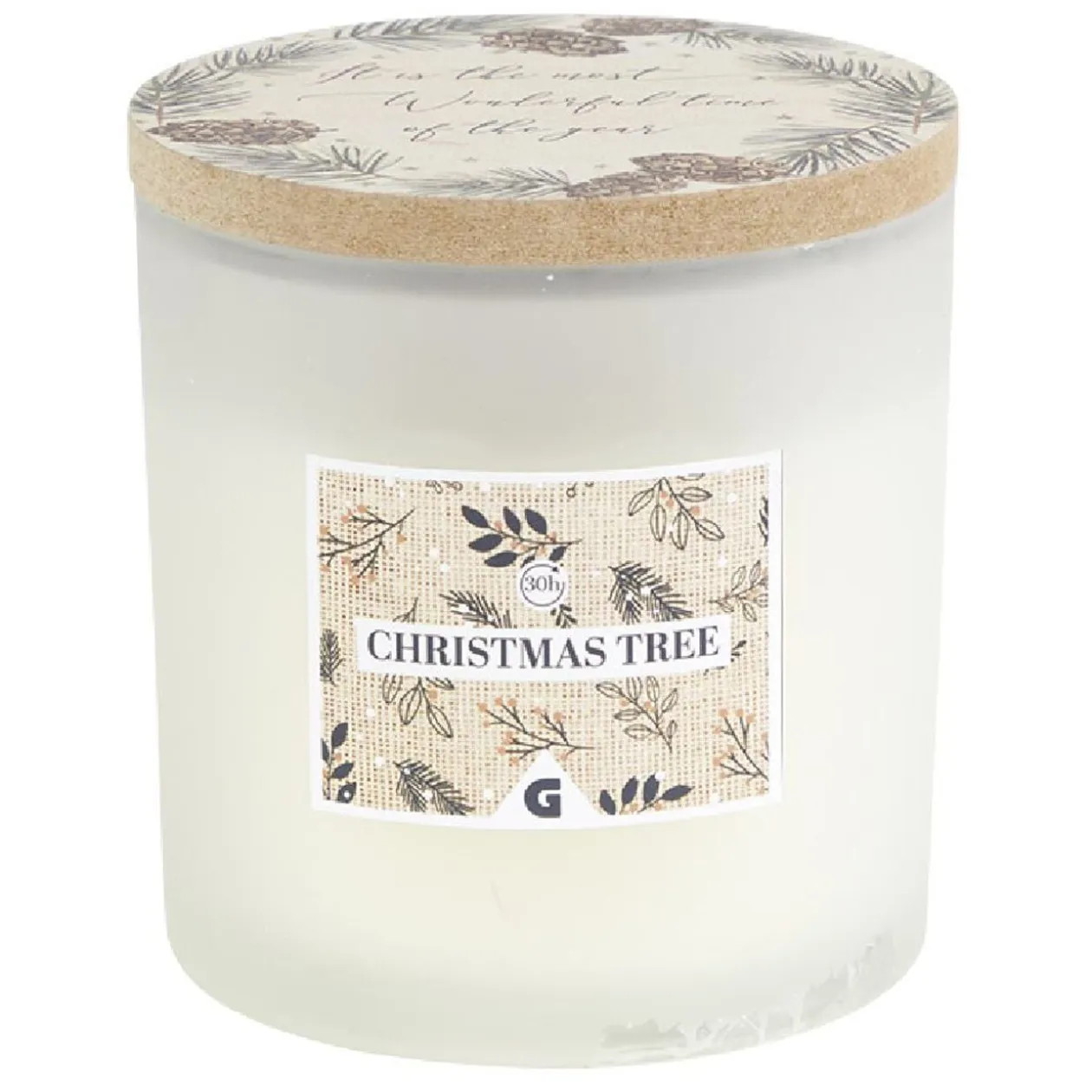 Bougie Noël blanche senteur Christmas tree 30H - Ø10xH10cm