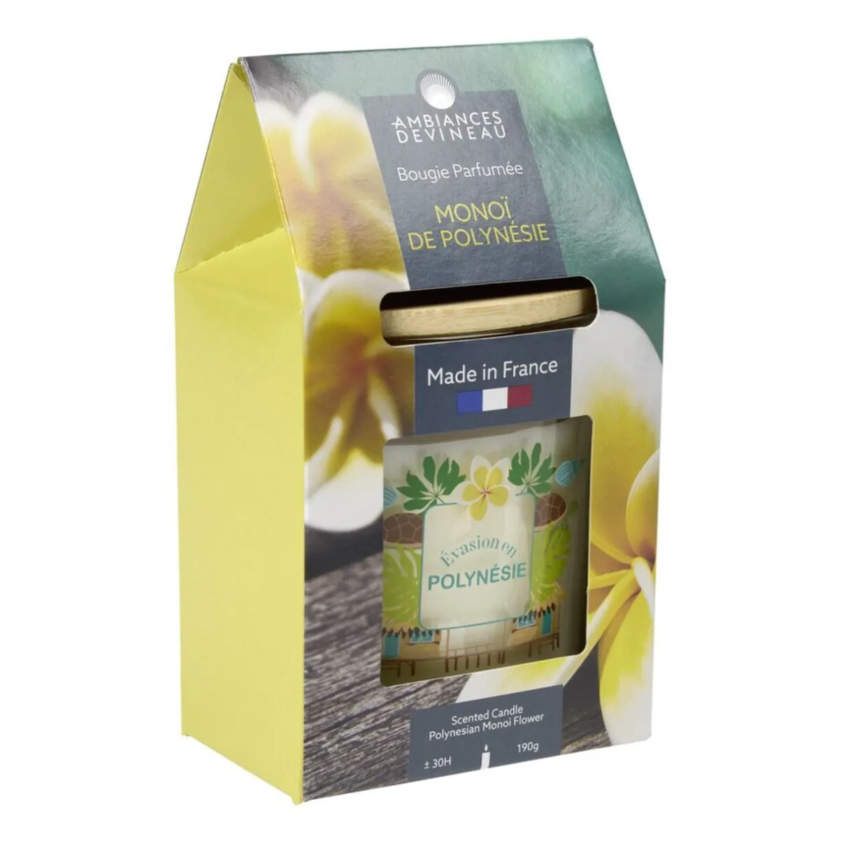 Bougie parfumée Ambiances Devineau 2 mèches Polynésie senteur monoï 30H < Gifi Clearance