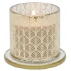 Bougie parfumée beige sous cloche transparent doré
