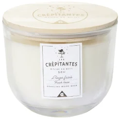 Bougie parfumée blanche Les crépitantes senteur linge frais 50H < Gifi New