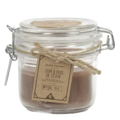 Bougie parfumée dans pot en verre senteur Cuir Bois de cèdre < Gifi Discount