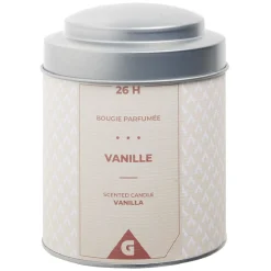 Bougie parfumée dans pot métal gris et ivoire senteur vanille 26H < Gifi New