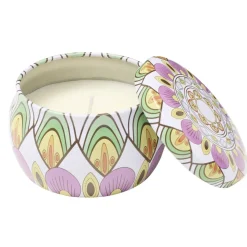 Bougie parfumée dans pot métal motif indien coloré 10H (3 modèles)
