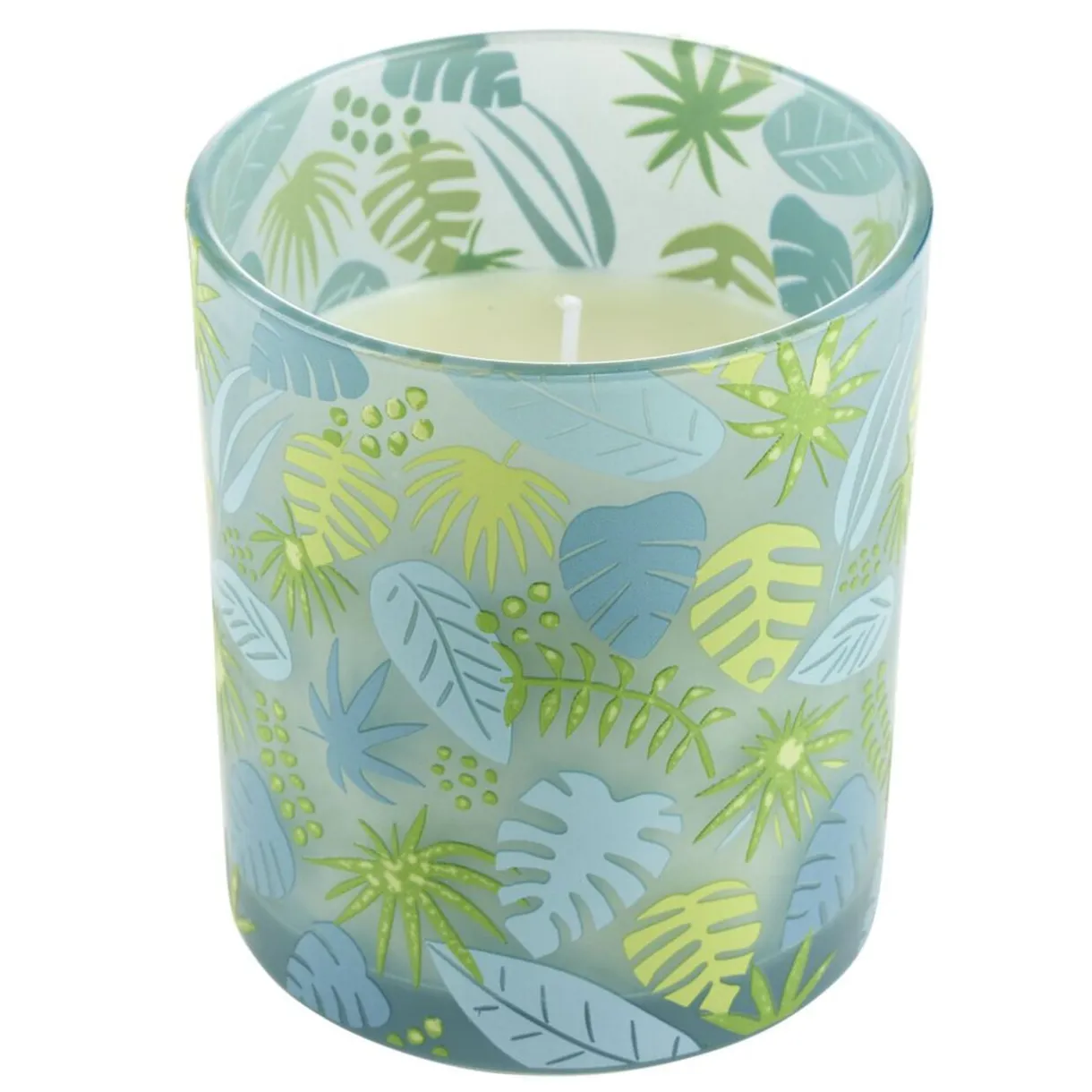 Bougie parfumée dans pot verre feuillage phosphorescent Ø8,5xH10cm (3modèles) < Gifi Online