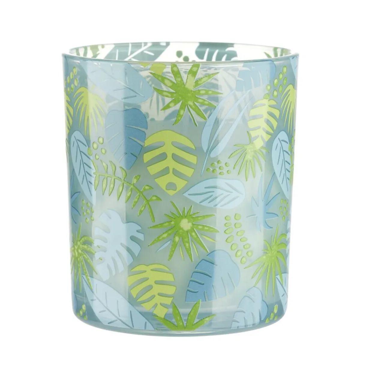 Bougie parfumée dans pot verre feuillage phosphorescent Ø8,5xH10cm (3modèles) < Gifi Online