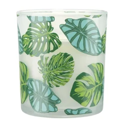 Bougie parfumée dans pot verre feuillage phosphorescent Ø8,5xH10cm (3modèles) < Gifi Online