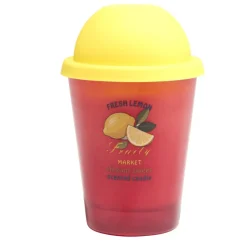 Bougie parfumée dans pot verre façon sorbet senteur fruit Ø9,5xH10cm (3 modèles)