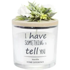 Bougie parfumée dans verre couvercle bois fleur message Ø8xH11cm < Gifi Best