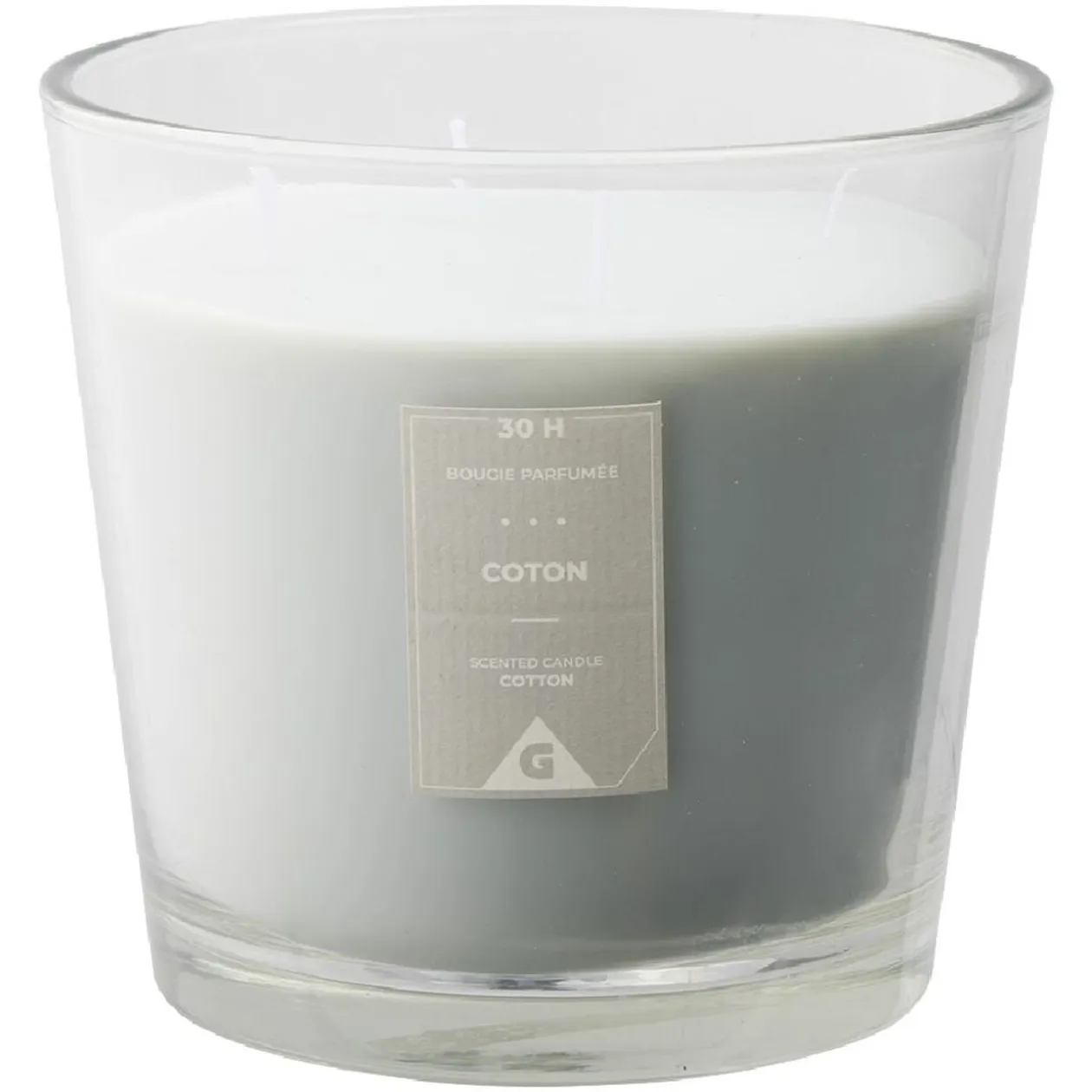 Bougie parfumée dans verre senteur coton Ø13,5xH12,5cm 30H