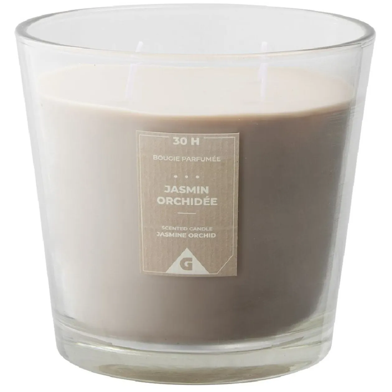Bougie parfumée dans verre senteur jasmin orchidée Ø13,5xH12,5cm 30H