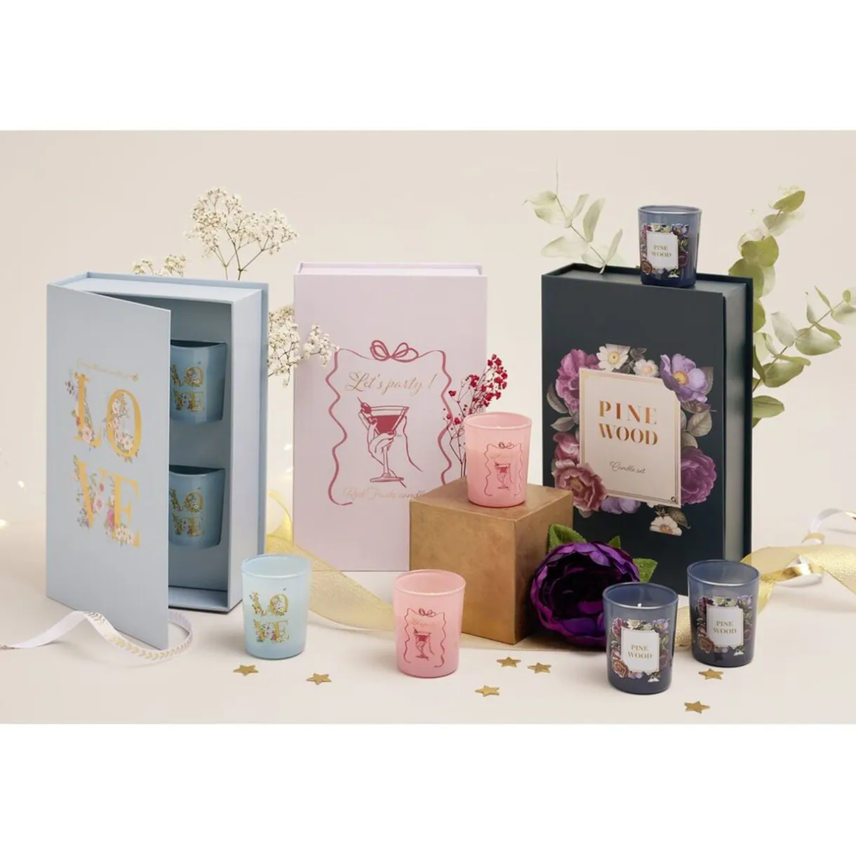 Bougie parfumée dans verre x4 coffret forme livre 16x17cm (4 modèles) < Gifi Outlet