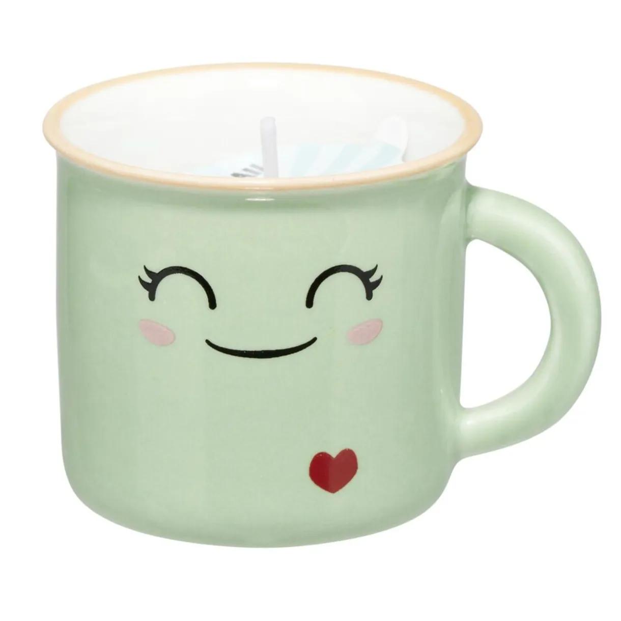 Bougie parfumée forme tasse céramique kawaii vert pastel < Gifi Best