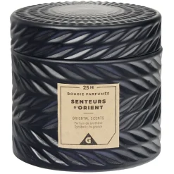 Bougie parfumée noire design relief senteur d'Orient 25H < Gifi Hot