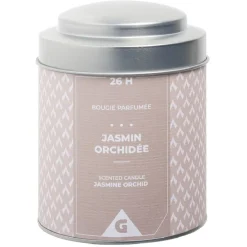 Bougie parfumée pot métal gris et beige senteur jasmin orchidée 26H < Gifi Hot