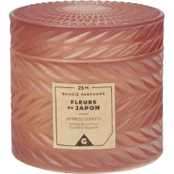 Bougie parfumée rose design relief senteur fleurs du Japon 25H