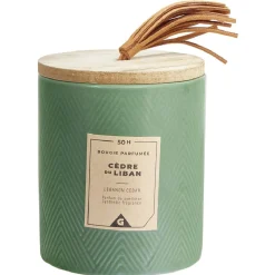 Bougie parfumée verte senteur cèdre du Liban 50H < Gifi Discount