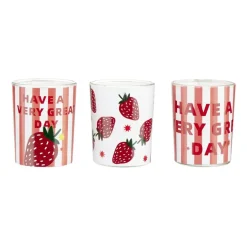 Bougie parfumée x3 dans pot verre décoré Ø5xH6cm (3 modèles)