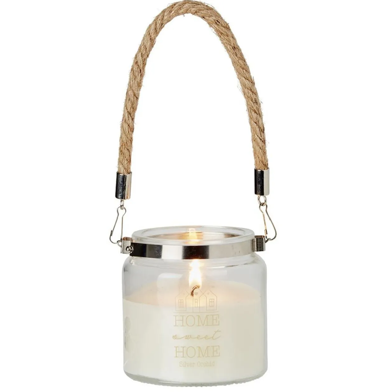 Bougie photophore avec anse corde Sylver orchid
