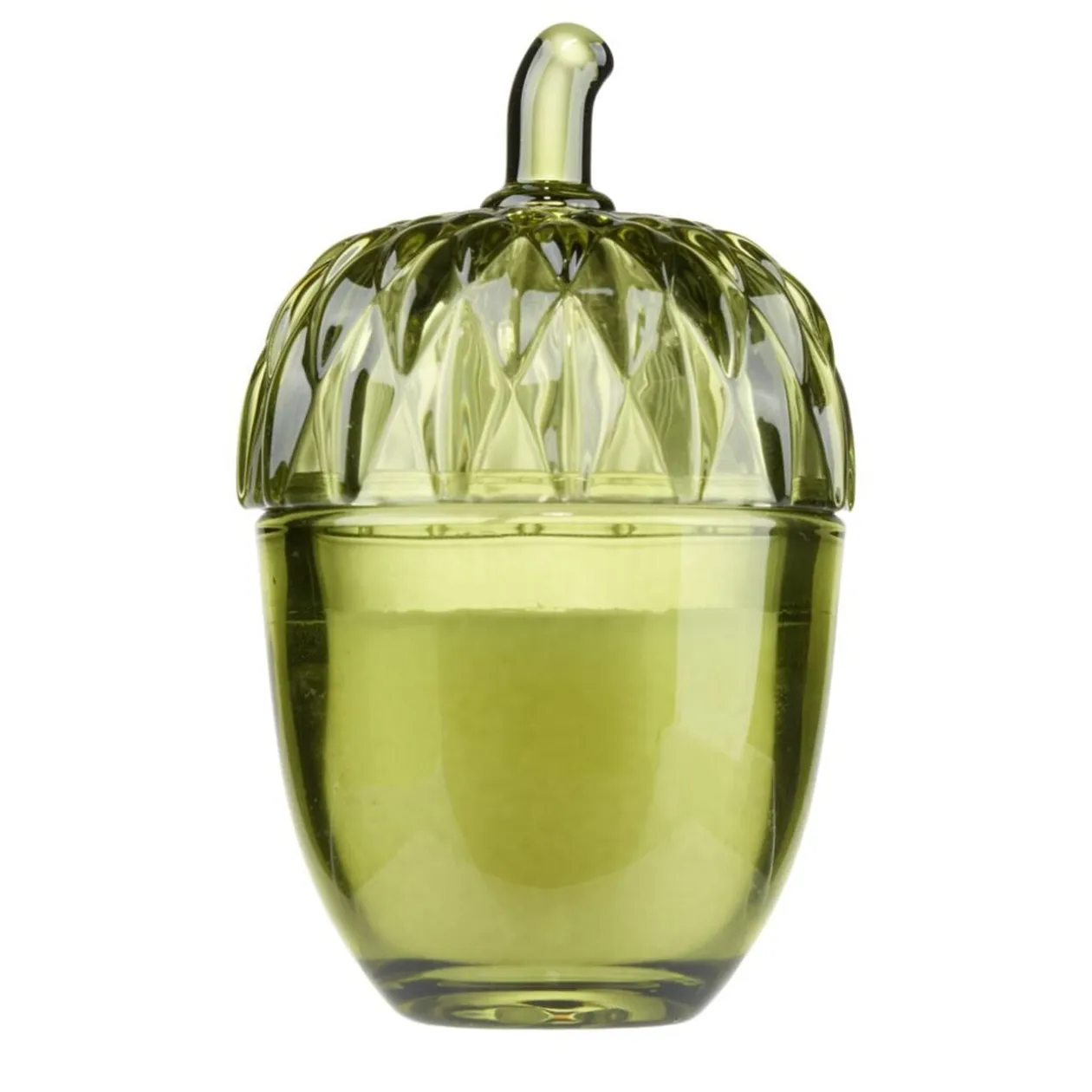 Bougie pot forme gland verre coloré Ø7xH11,5cm (2 modèles rouge ou doré)