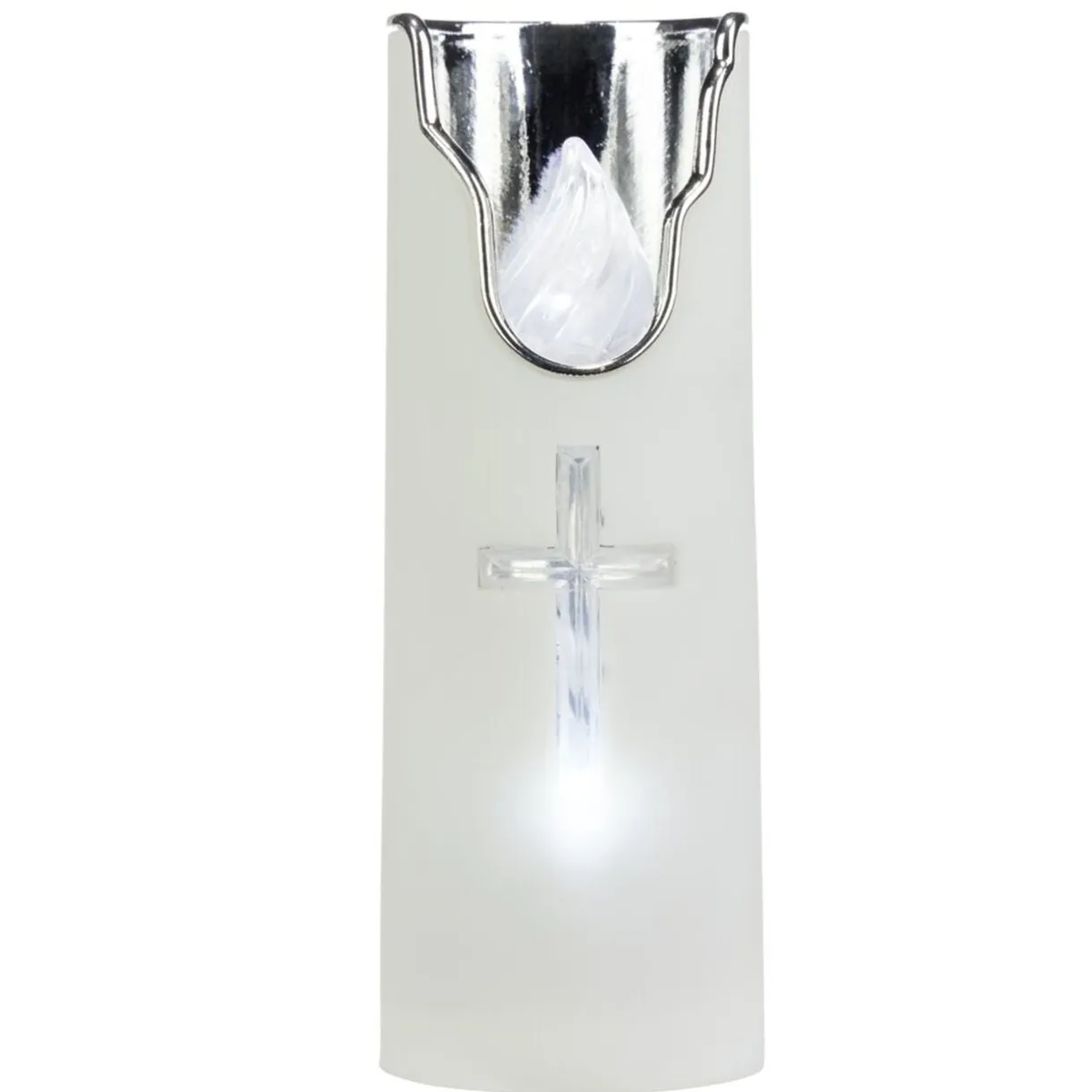 Bougie religieuse blanche LED croix Ø5,5xH15cm < Gifi Hot